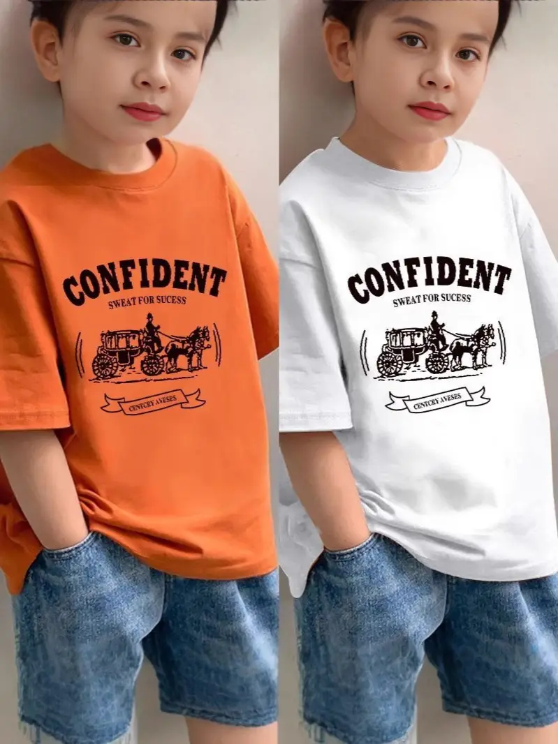 2025 Boys Cotton T-Shirt Confident Motorcycle Print - Image 10
