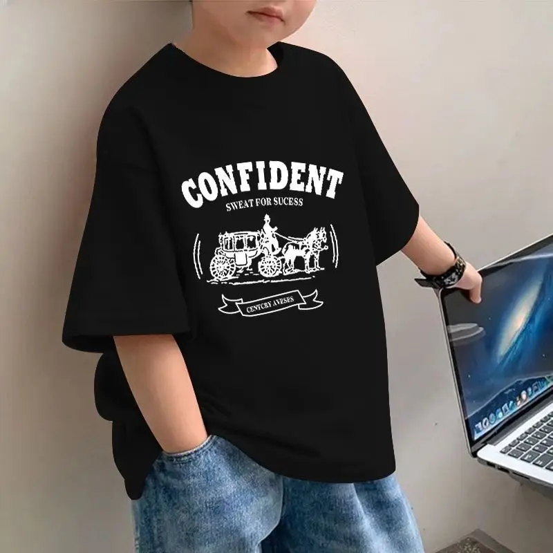 2025 Boys Cotton T-Shirt Confident Motorcycle Print - Image 3