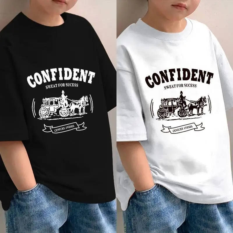 2025 Boys Cotton T-Shirt Confident Motorcycle Print - Image 5