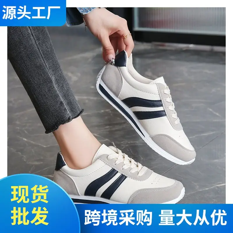 Cross-Border Casual Lace-Up Shoes White Grey Large
