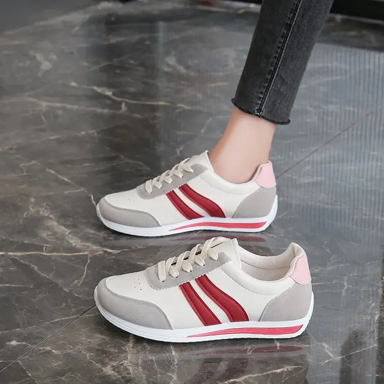Cross-Border Casual Lace-Up Shoes White Grey Large