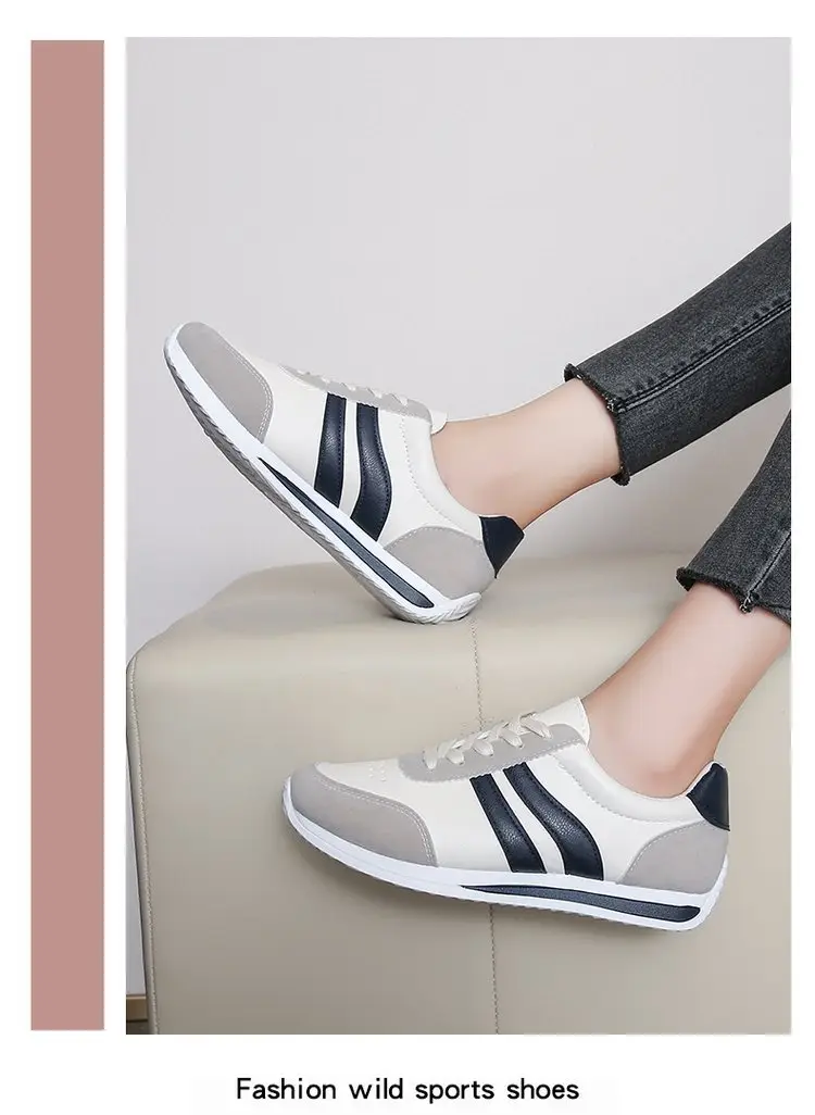 Cross-Border Casual Lace-Up Shoes White Grey Large — feature 15