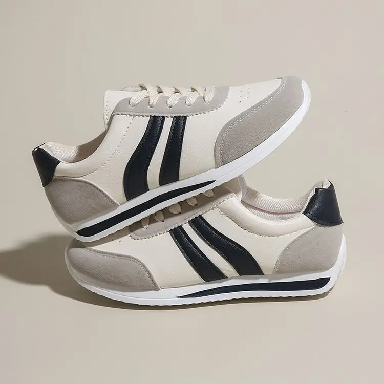Cross-Border Casual Lace-Up Shoes White Grey Large