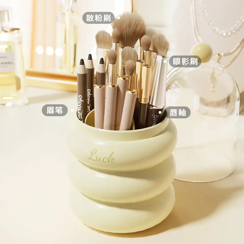 Rotating Cosmetic Brush Storage Box 250mm Dustproof Desk - Image 5