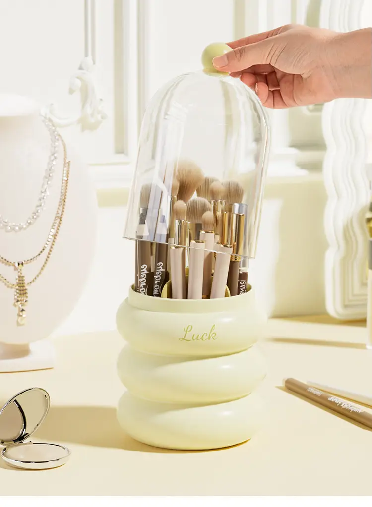 Rotating Cosmetic Brush Storage Box 250mm Dustproof Desk — feature 11