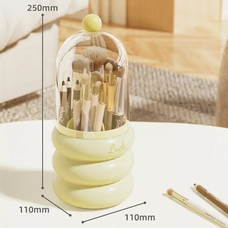 Rotating Cosmetic Brush Storage Box 250mm Dustproof Desk - Image 3