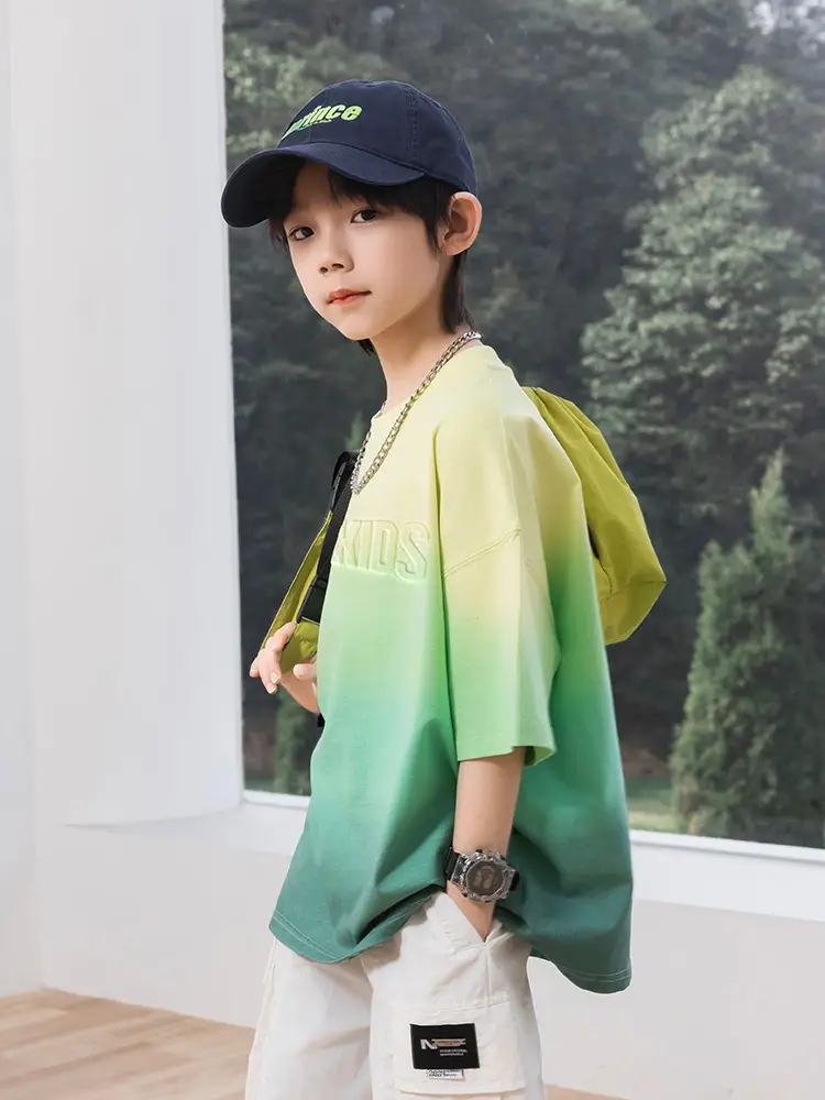 Kids Tie-Dye Cotton Top Green Yellow 2025 - Image 4