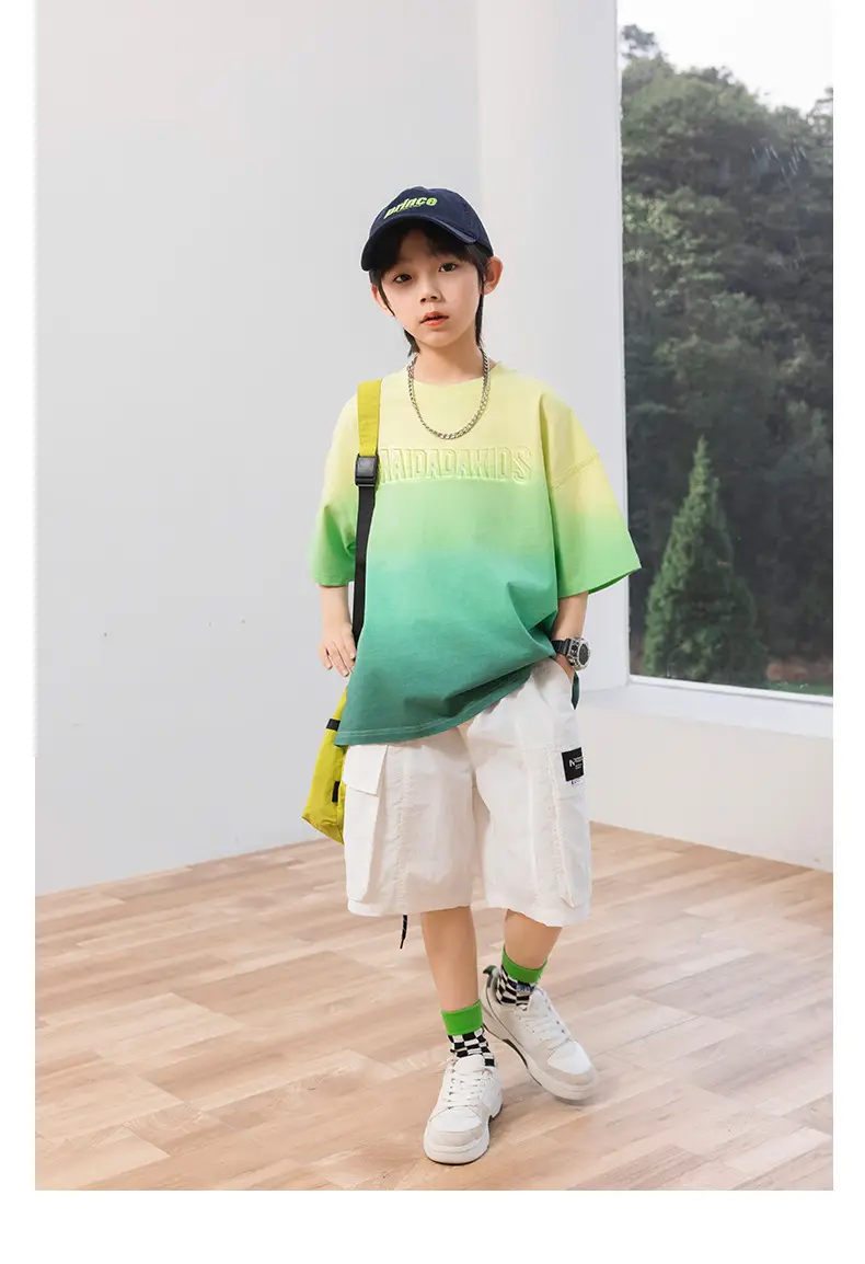 Kids Tie-Dye Cotton Top Green Yellow 2025 — feature 25