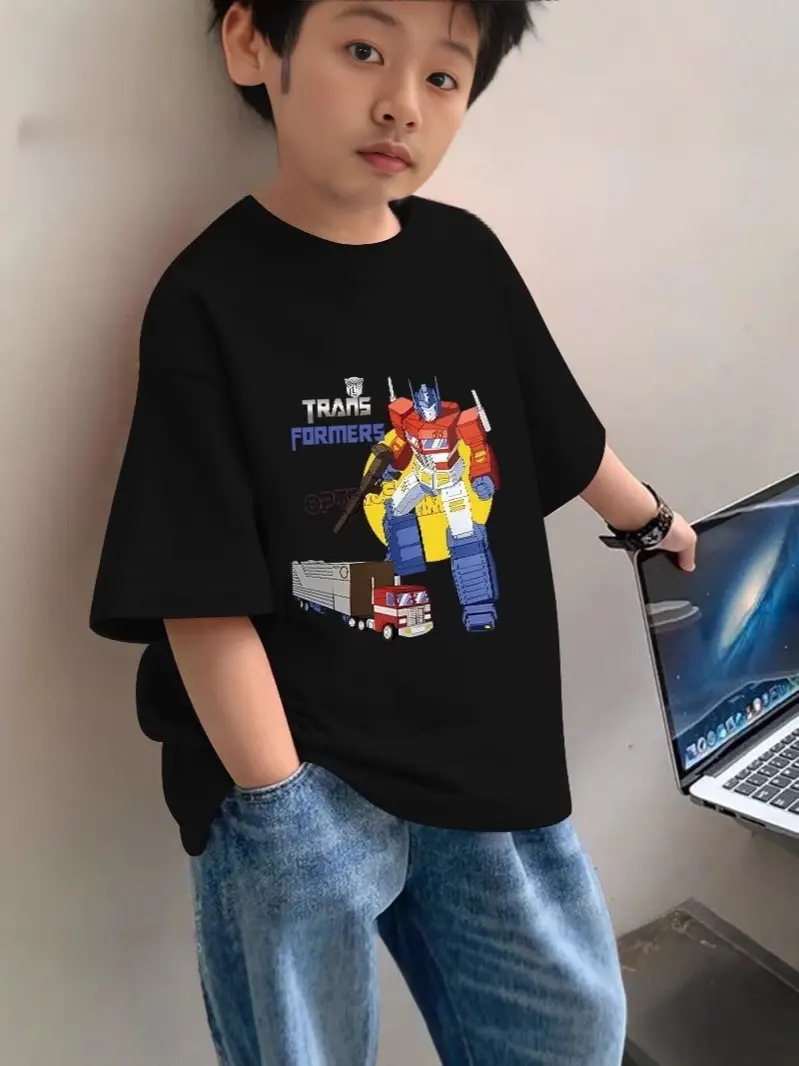 Boys Pure Cotton Cartoon T-Shirt Short Sleeve Summer - Image 7