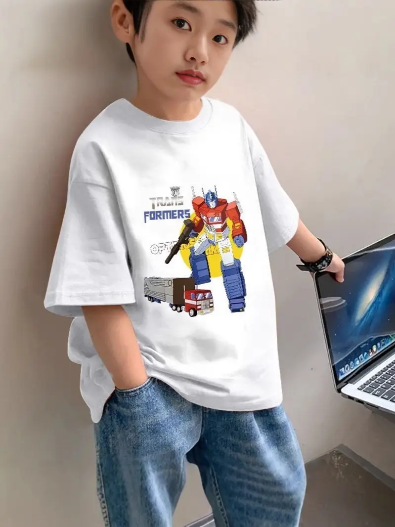 Boys Pure Cotton Cartoon T-Shirt Short Sleeve Summer - Image 8