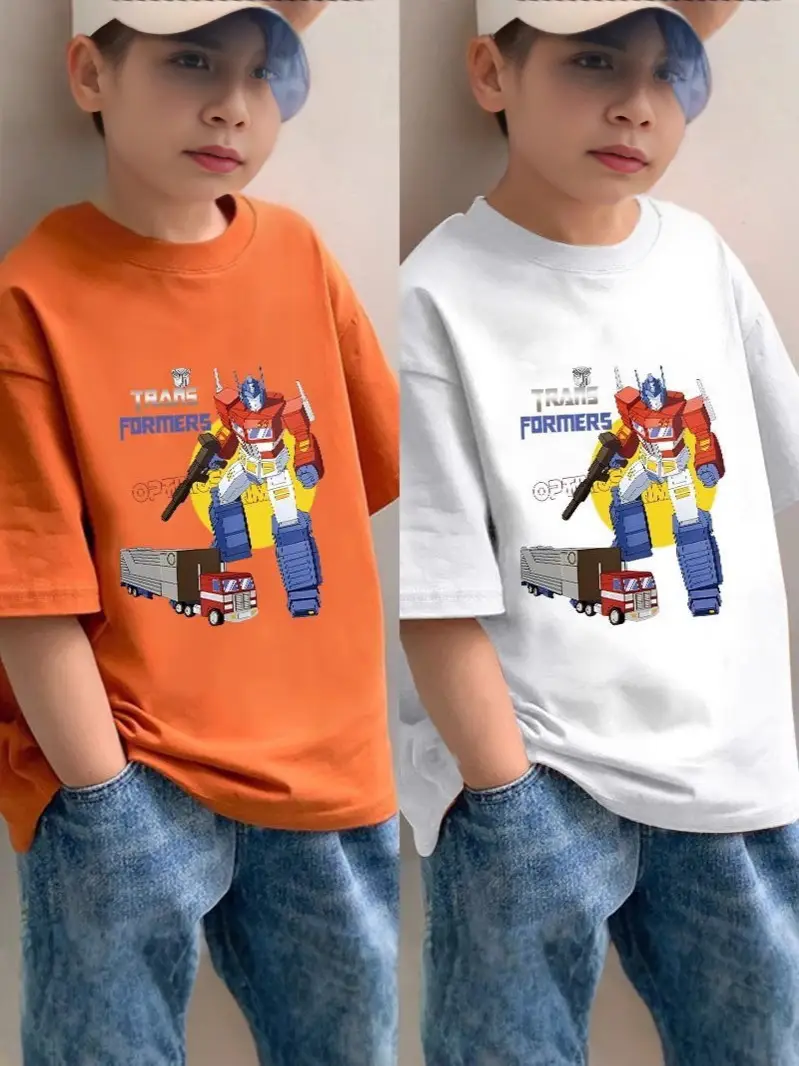 Boys Pure Cotton Cartoon T-Shirt Short Sleeve Summer - Image 10