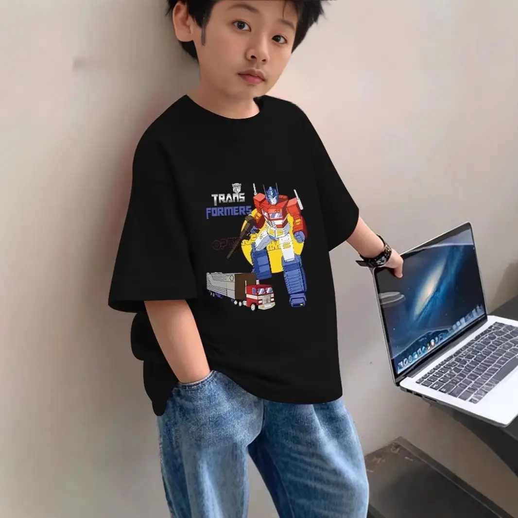 Boys Pure Cotton Cartoon T-Shirt Short Sleeve Summer - Image 2