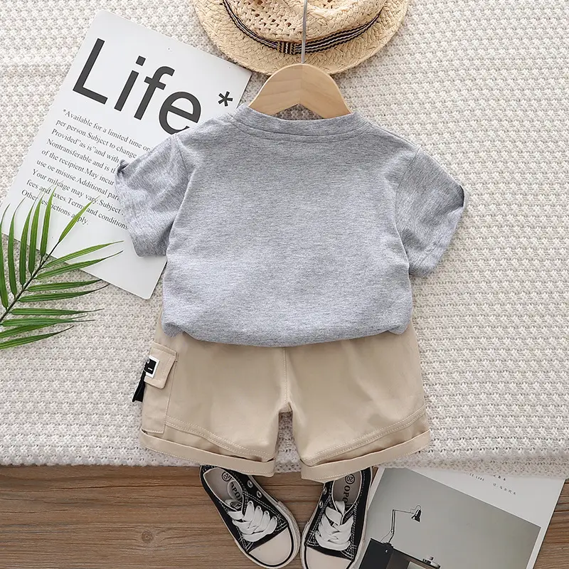 Boys Printed Hat Letter Shorts Set Orange Beige 2025 β feature 6