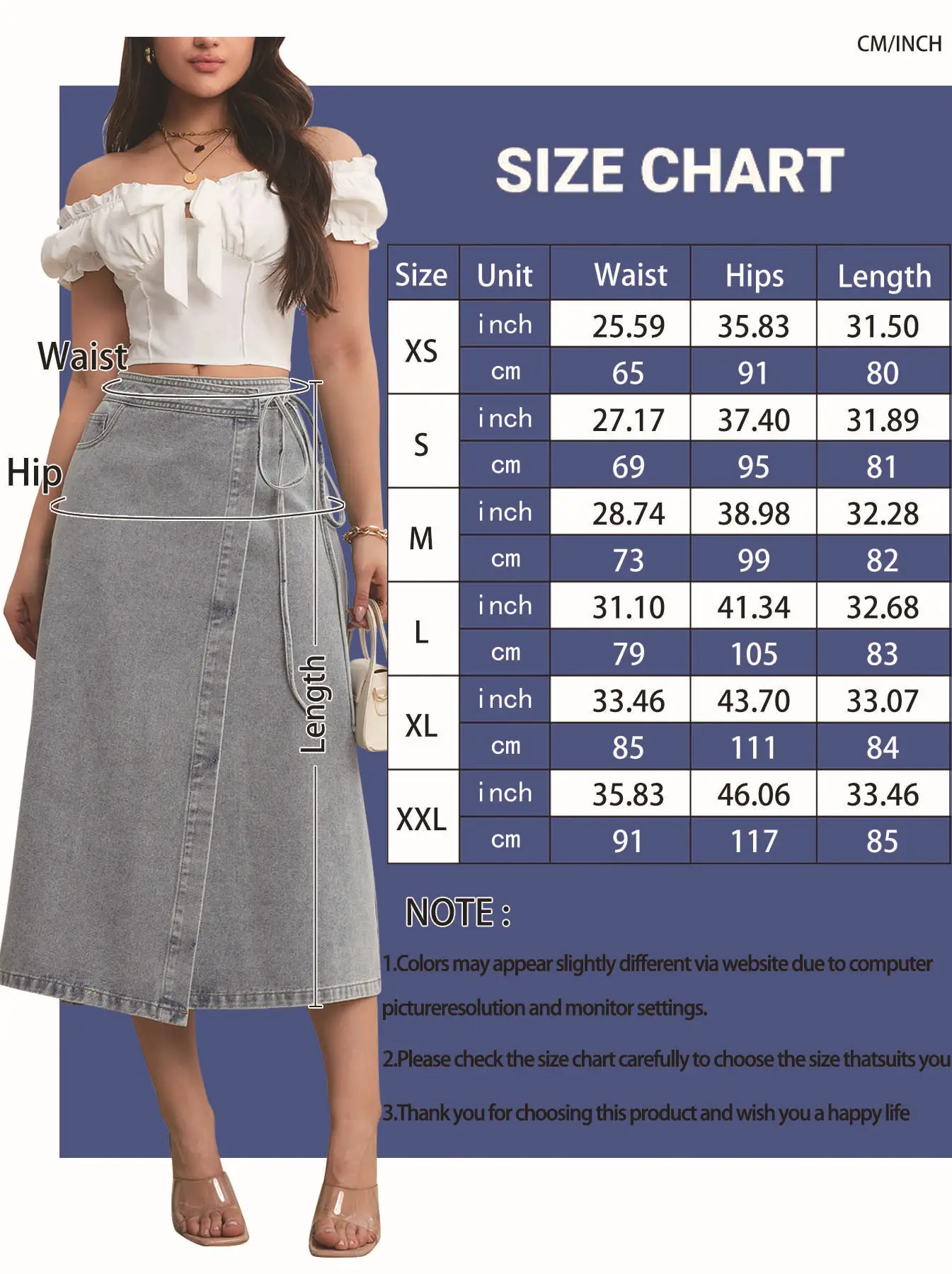2025 Denim Midi Skirt for Women Elegant Split Wrap Loose — feature 8