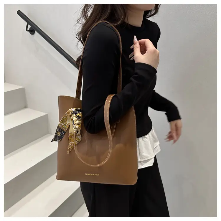 Women Silk Scarf Shoulder Bag Brown 2025 — feature 9