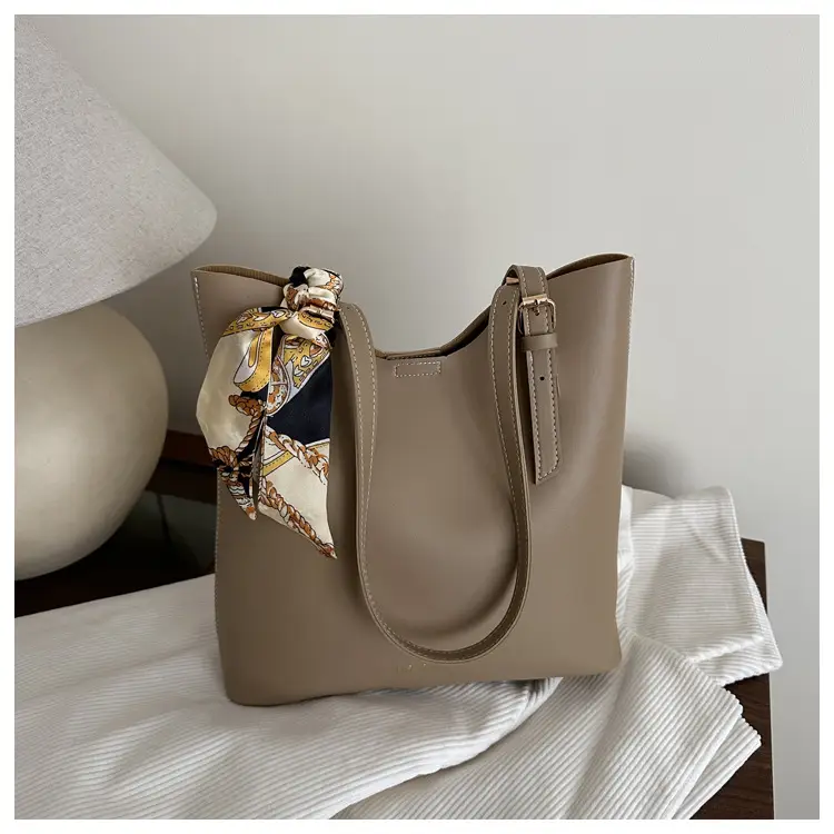 Women Silk Scarf Shoulder Bag Brown 2025 - Image 2