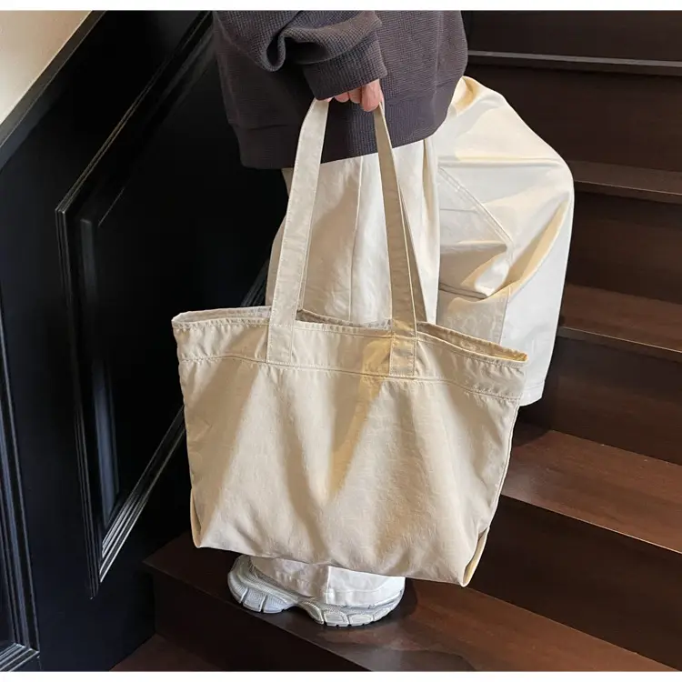 Large Capacity Canvas Women's Tan Tote Bag - Image 2
