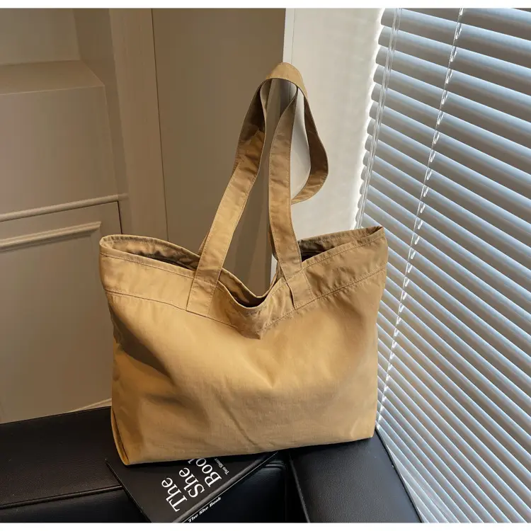 Large Capacity Canvas Women's Tan Tote Bag - Image 6