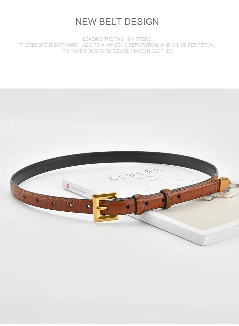 New Crocodile Leather Waist Belt for Women — feature 15