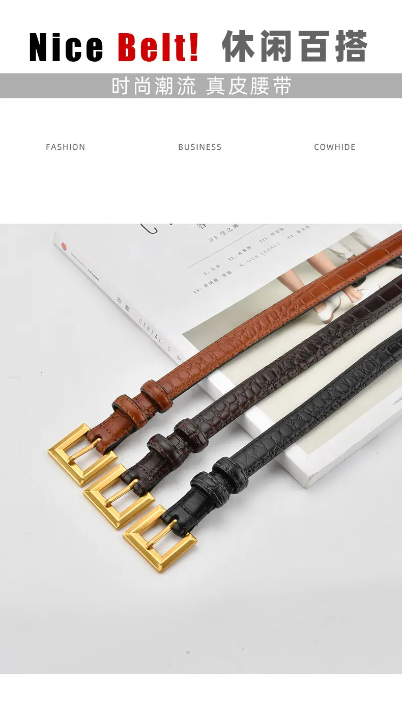 New Crocodile Leather Waist Belt for Women — feature 3