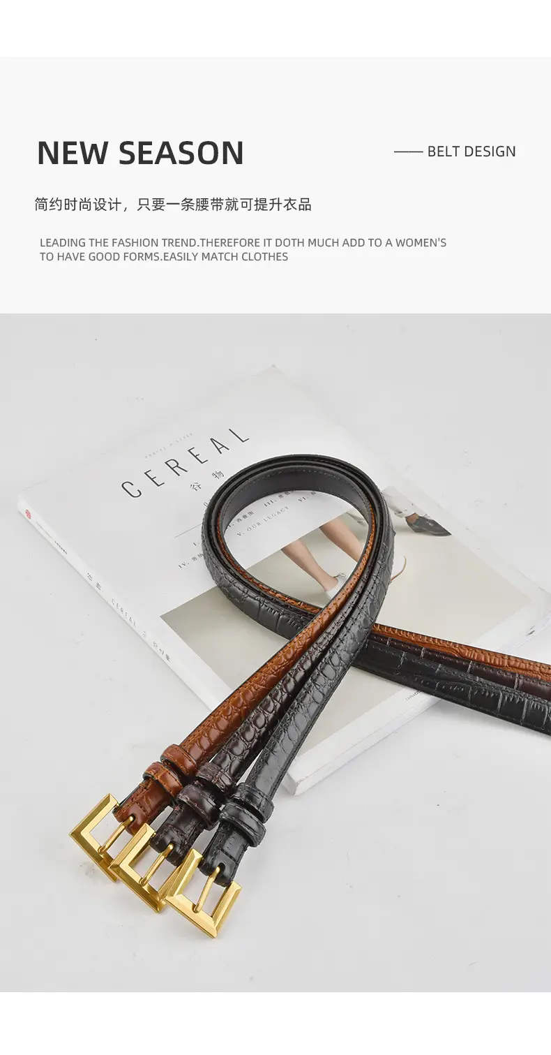 New Crocodile Leather Waist Belt for Women — feature 4