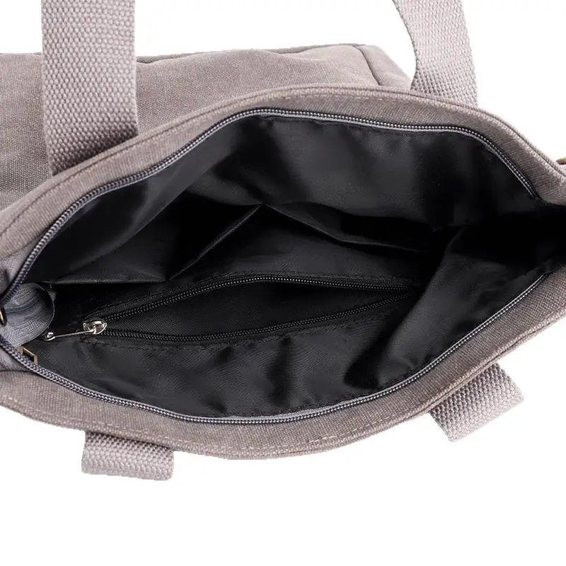 Gray Canvas Women's Shoulder Bag Large Capacity - Image 10