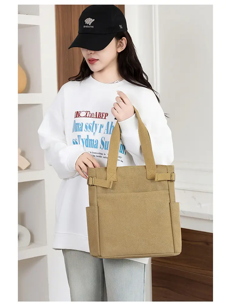 Gray Canvas Women's Shoulder Bag Large Capacity — feature 11