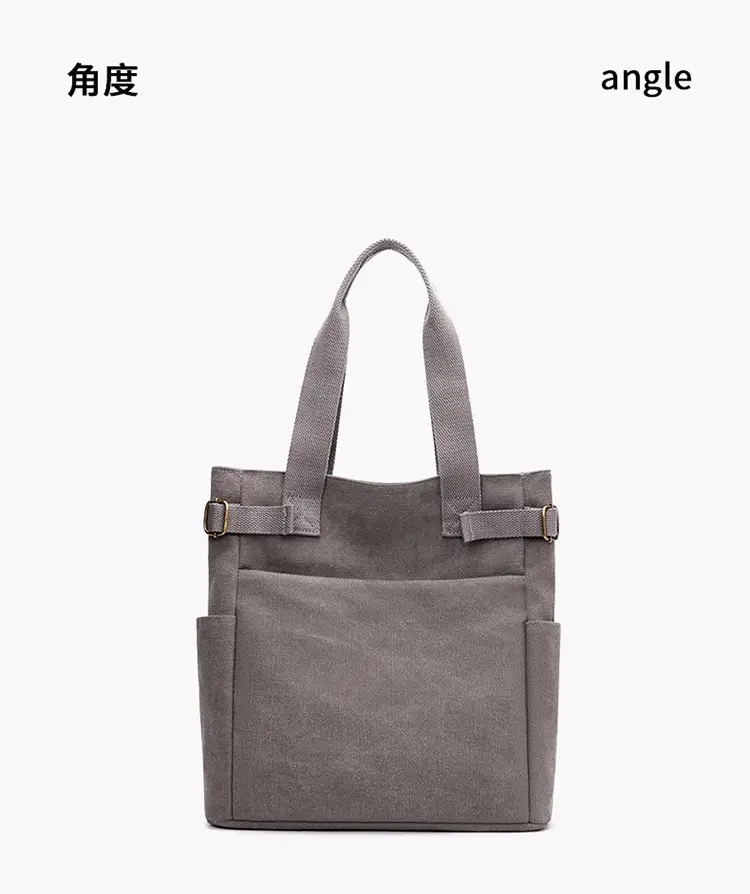 Gray Canvas Women's Shoulder Bag Large Capacity — feature 12