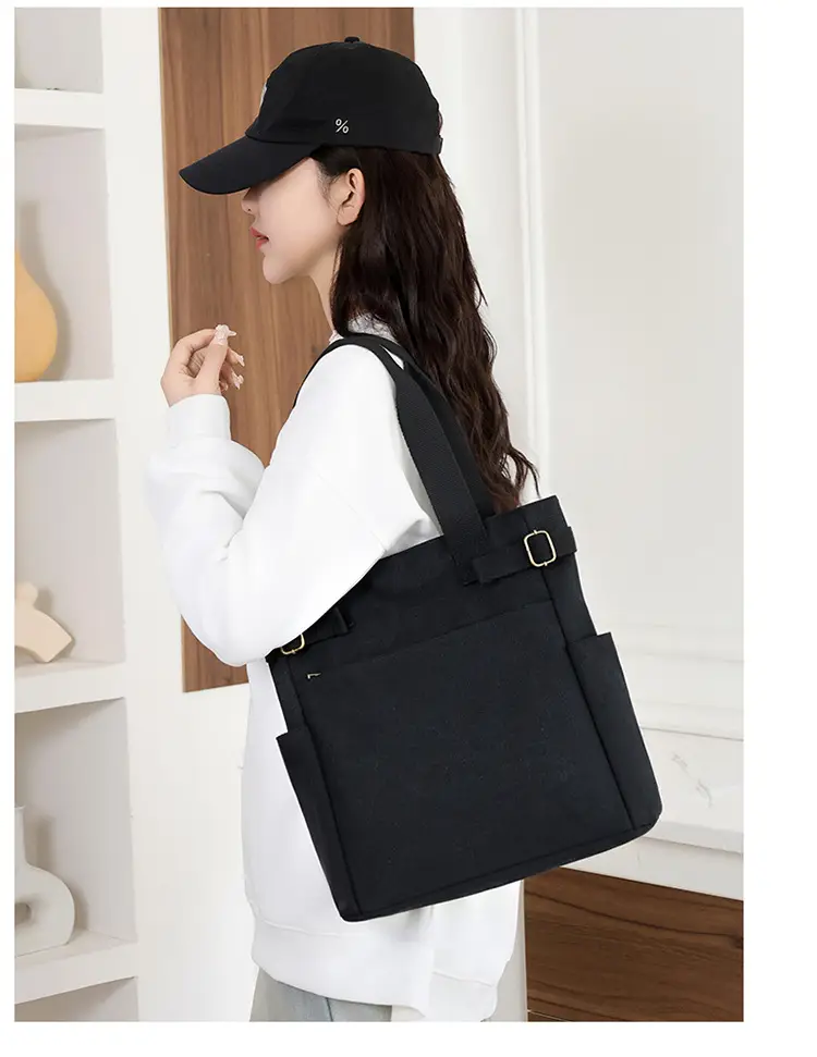 Gray Canvas Women's Shoulder Bag Large Capacity — feature 24