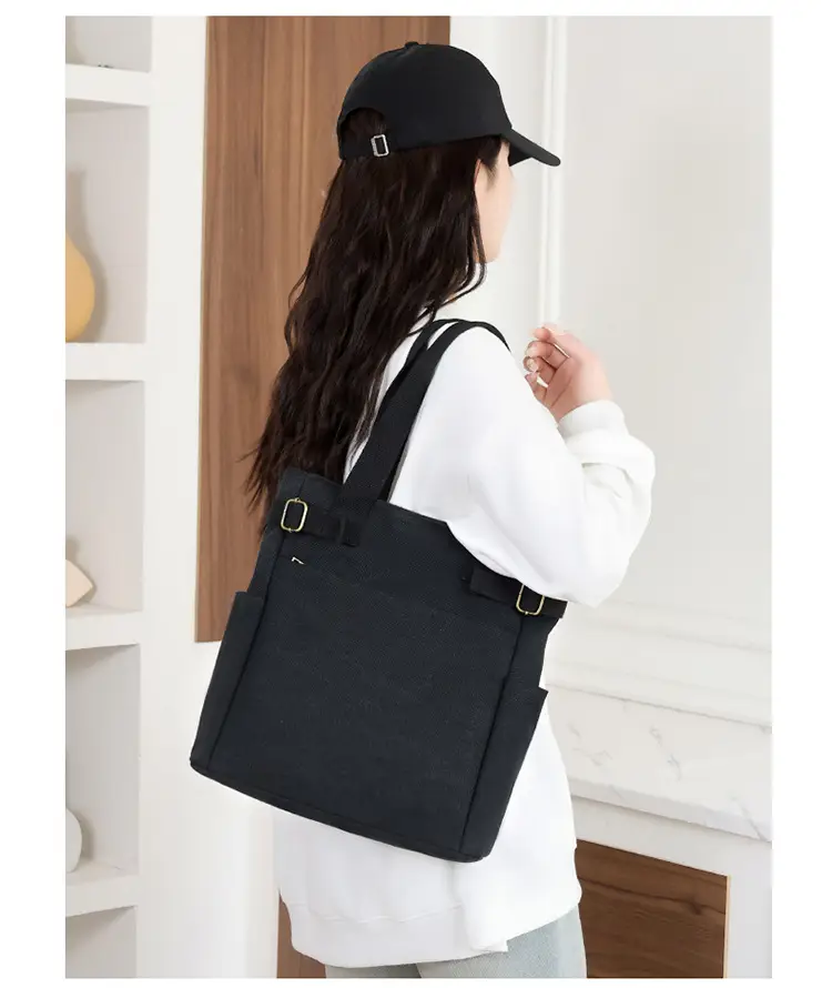 Gray Canvas Women's Shoulder Bag Large Capacity — feature 25