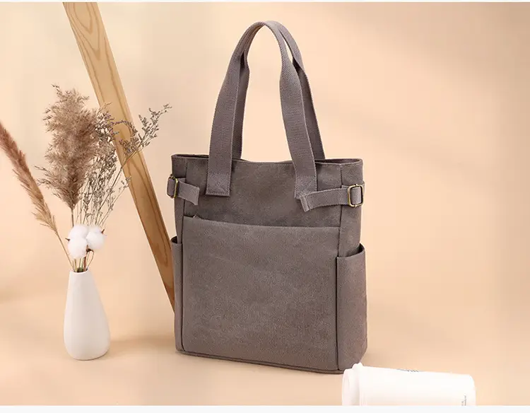 Gray Canvas Women's Shoulder Bag Large Capacity — feature 5