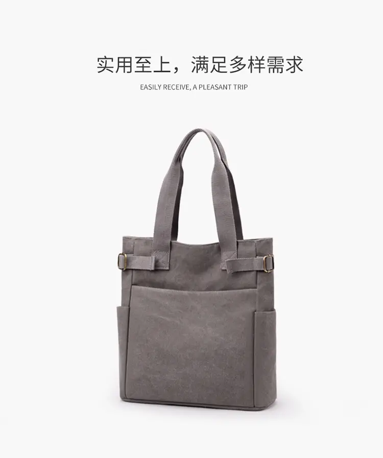 Gray Canvas Women's Shoulder Bag Large Capacity — feature 9