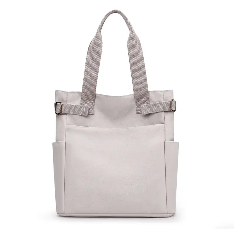 Gray Canvas Women's Shoulder Bag Large Capacity - Image 3