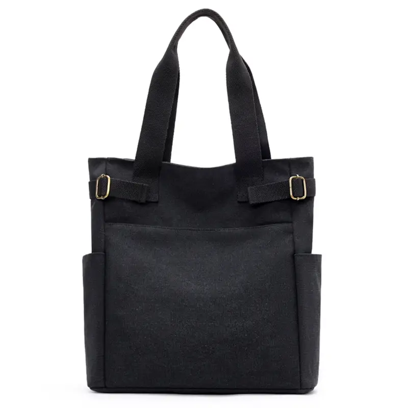 Gray Canvas Women's Shoulder Bag Large Capacity - Image 5