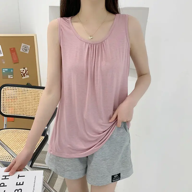 Modal Home Vest Women's Summer Thin plus size Loose Sleeveless Top Casual Round Neck Inner Sling Base Shirt