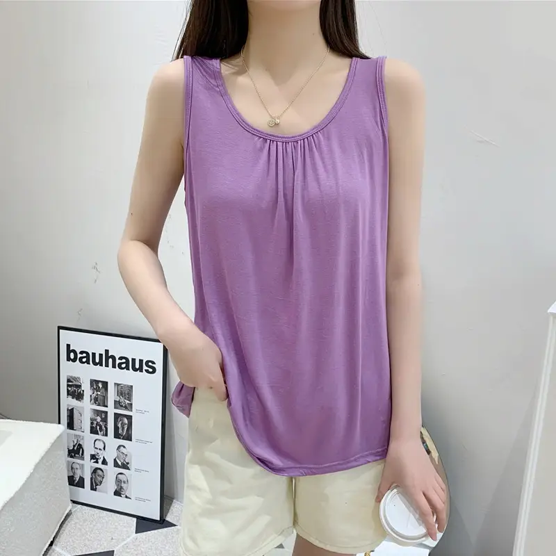 Modal Home Vest Women's Summer Thin plus size Loose Sleeveless Top Casual Round Neck Inner Sling Base Shirt