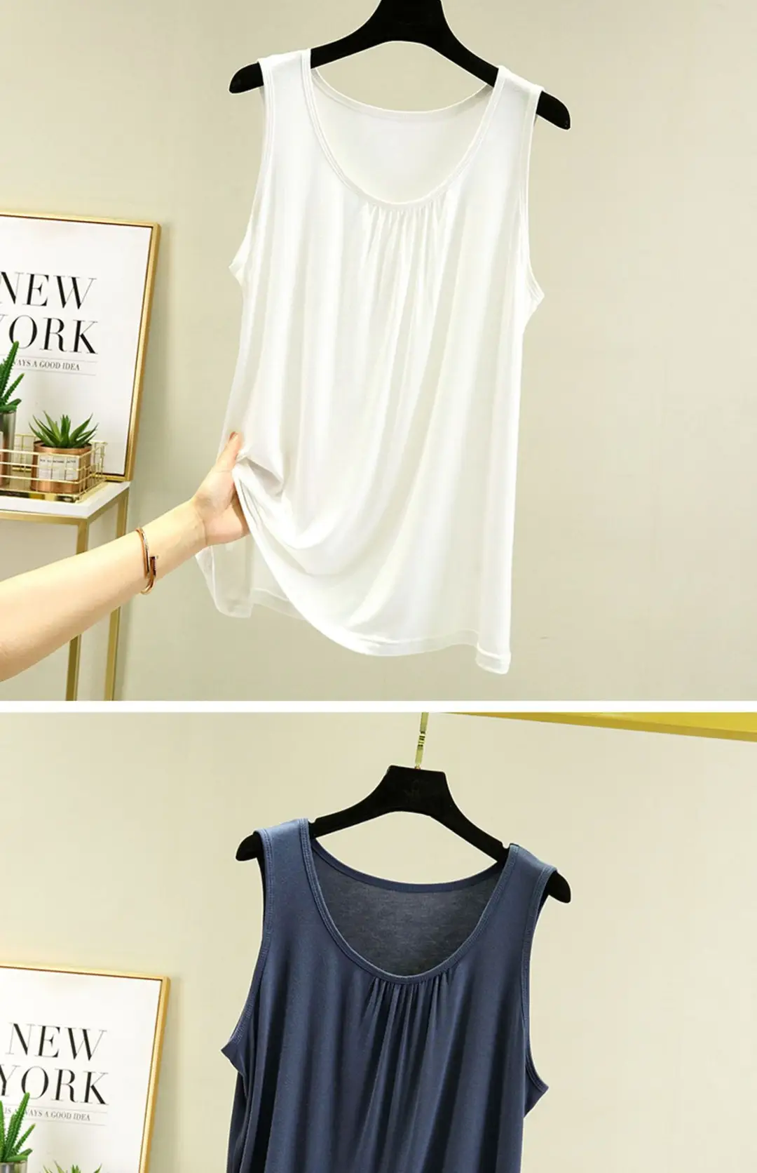 Modal Home Vest Women's Summer Thin plus size Loose Sleeveless Top Casual Round Neck Inner Sling Base Shirt — feature 13