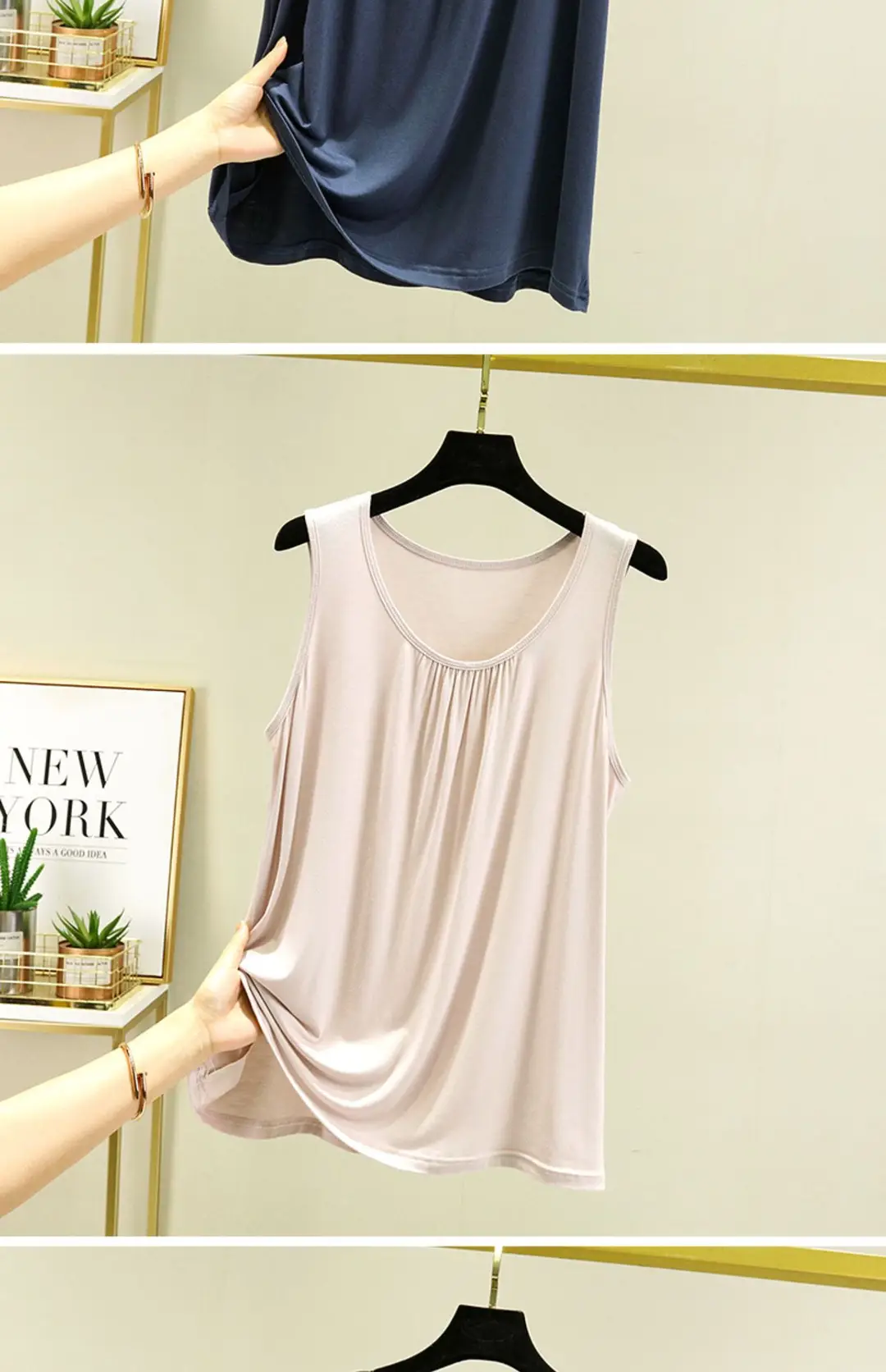 Modal Home Vest Women's Summer Thin plus size Loose Sleeveless Top Casual Round Neck Inner Sling Base Shirt — feature 14