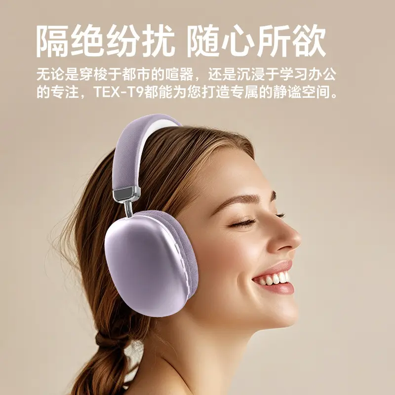 Bluetooth Wireless Headphones Purple Long Lasting No Sound Leakage - Image 11