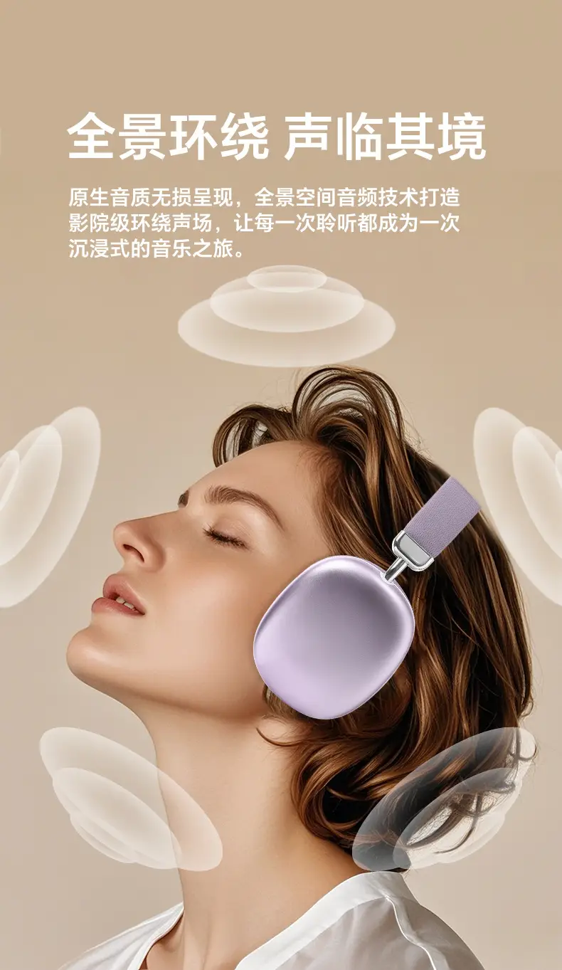 Bluetooth Wireless Headphones Purple Long Lasting No Sound Leakage β feature 12
