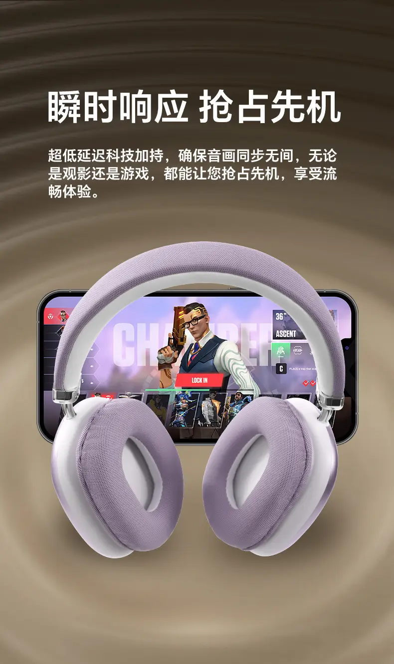 Bluetooth Wireless Headphones Purple Long Lasting No Sound Leakage β feature 16