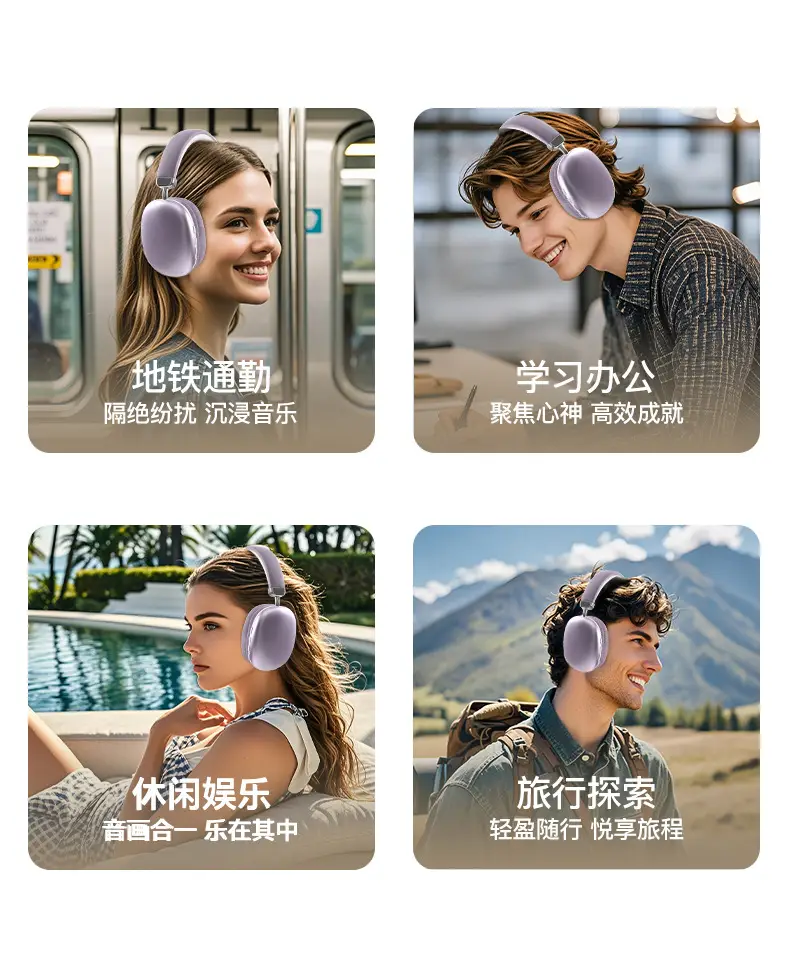 Bluetooth Wireless Headphones Purple Long Lasting No Sound Leakage β feature 9