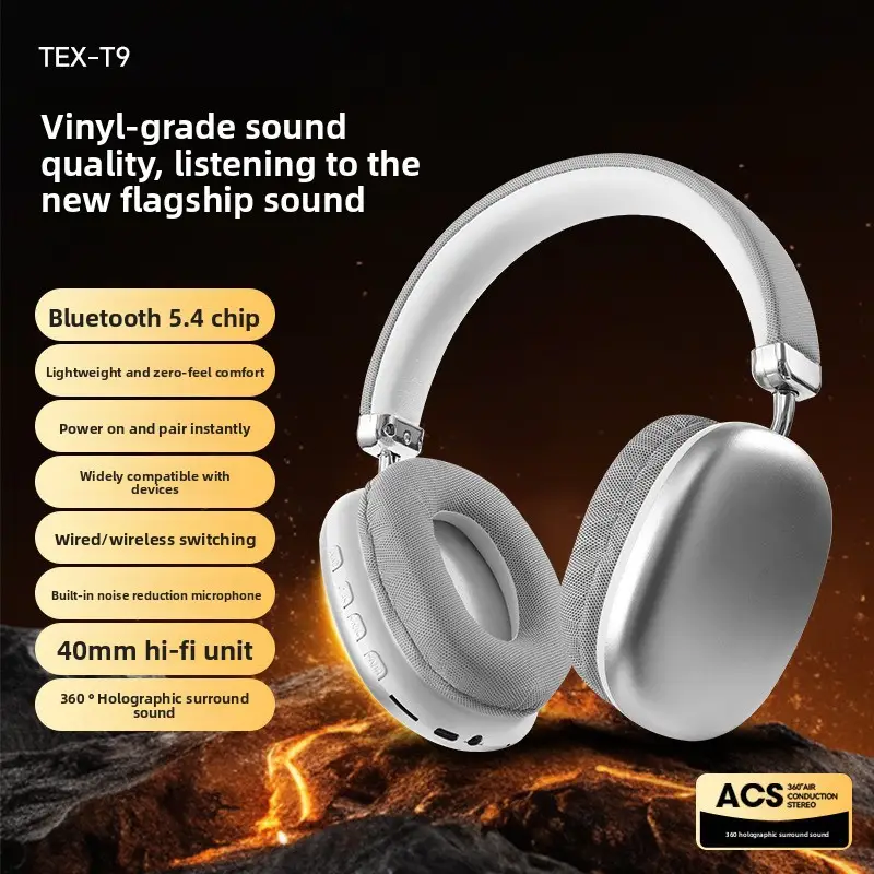 Bluetooth Wireless Headphones Purple Long Lasting No Sound Leakage