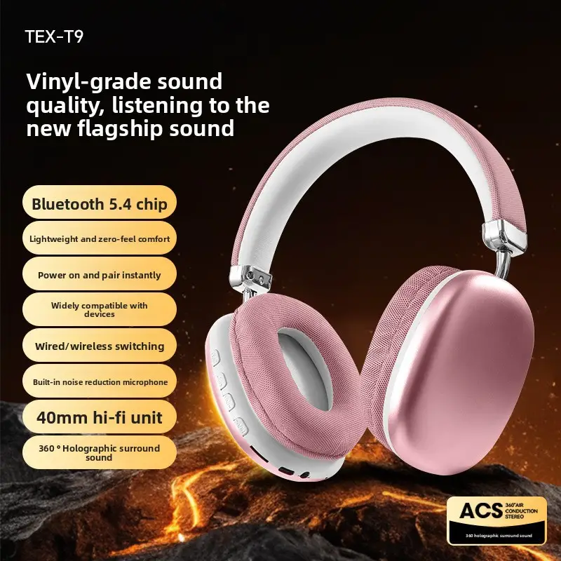 Bluetooth Wireless Headphones Purple Long Lasting No Sound Leakage - Image 2