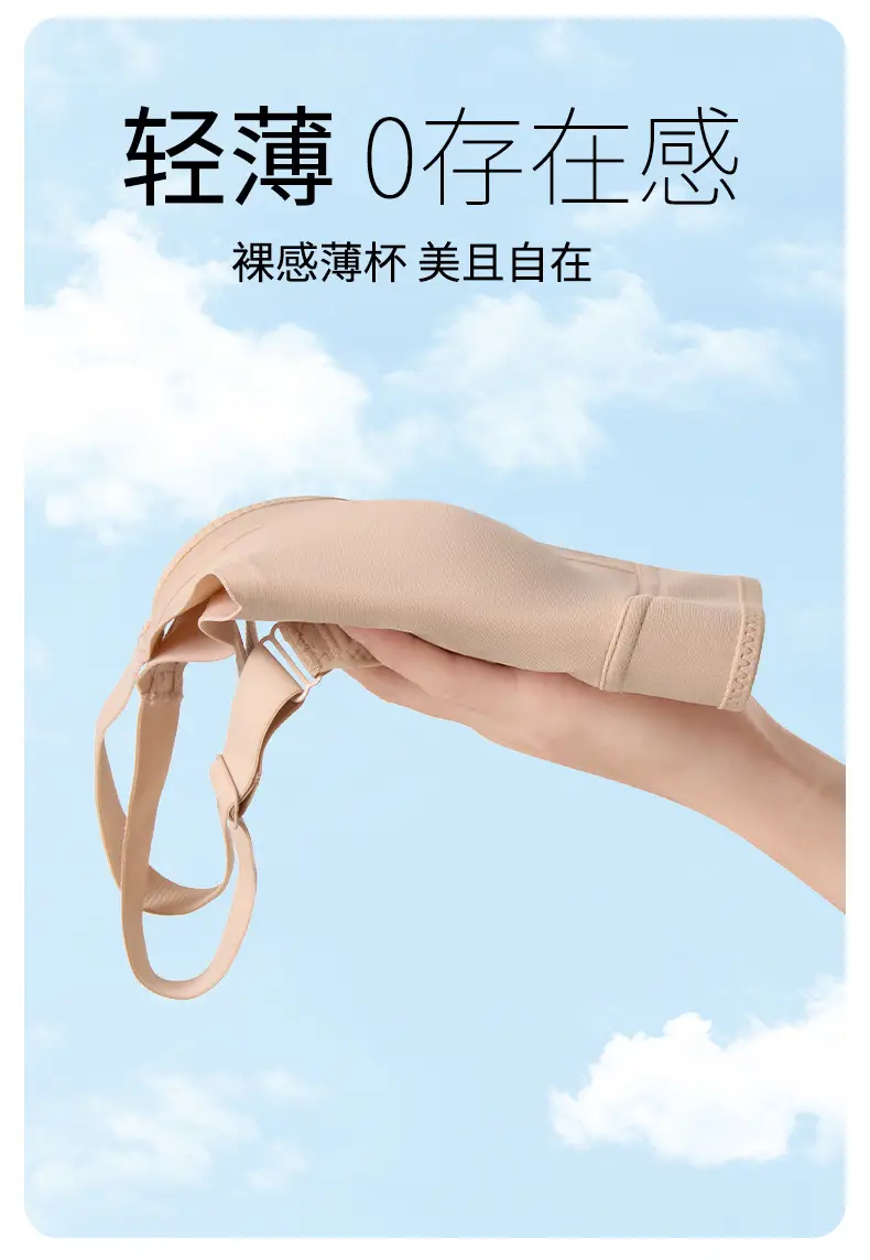 Traceless Ultra-thin Underwear Large Chest Small Steel Ring-free Adjustable Rabbit Ear Cleat Anti-sagging Full Cup Bra — feature 6