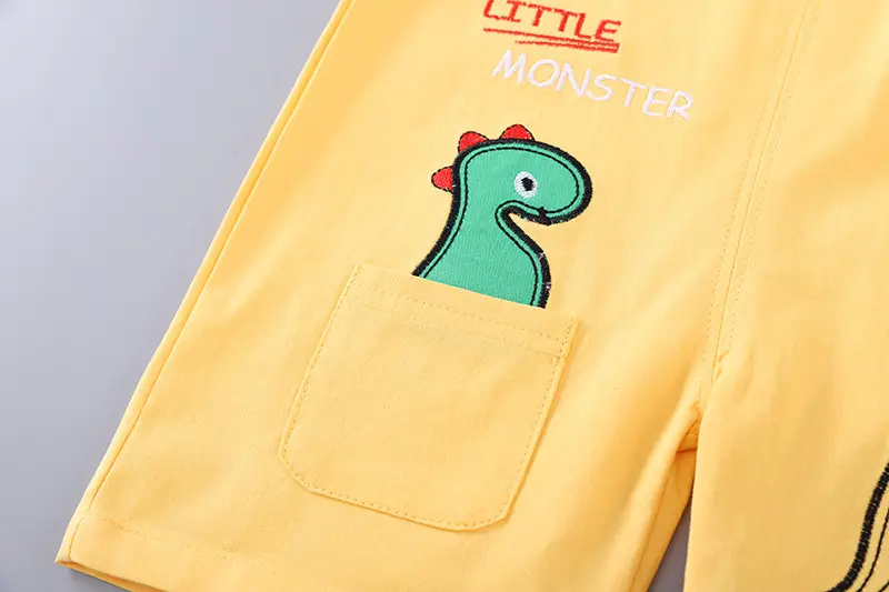 Infant Boys Cartoon Strap Shorts Yellow Summer Set — feature 11