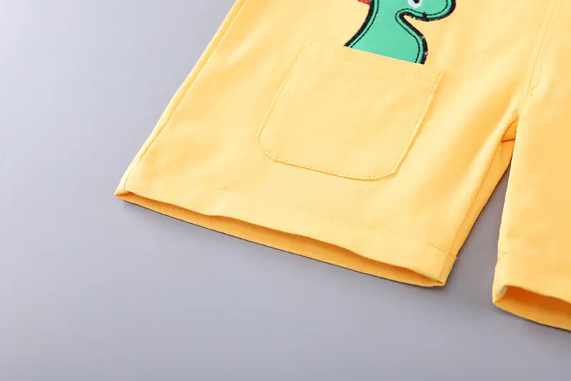 Infant Boys Cartoon Strap Shorts Yellow Summer Set — feature 14