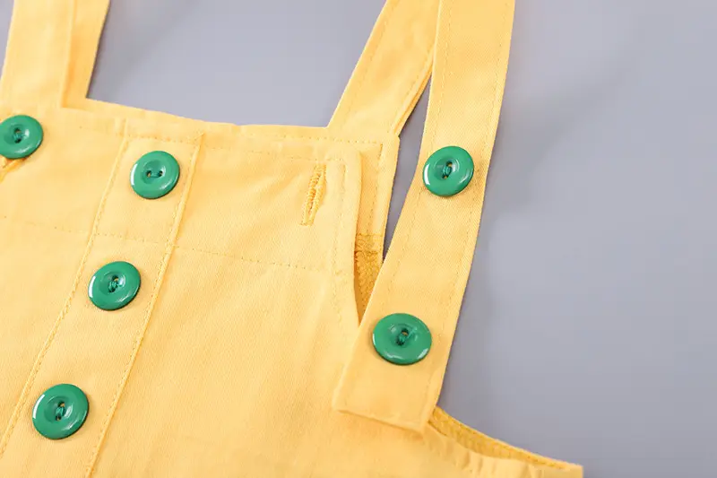 Infant Boys Cartoon Strap Shorts Yellow Summer Set — feature 15
