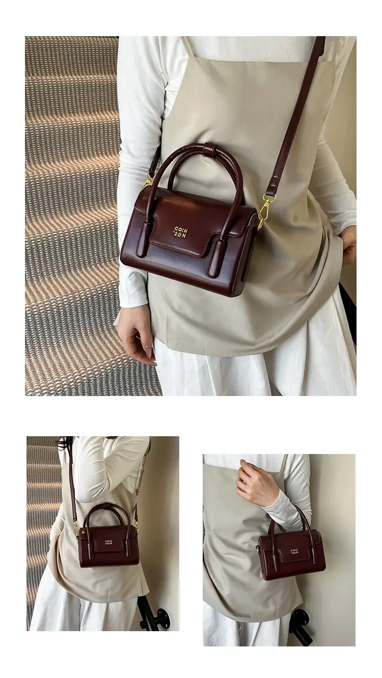 Women's Red Square Textured Shoulder Bag 2025 — feature 6