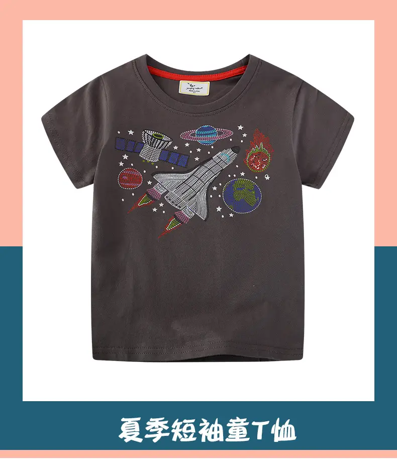 Summer Boys Cotton T-Shirt with Embroidered Design — feature 2